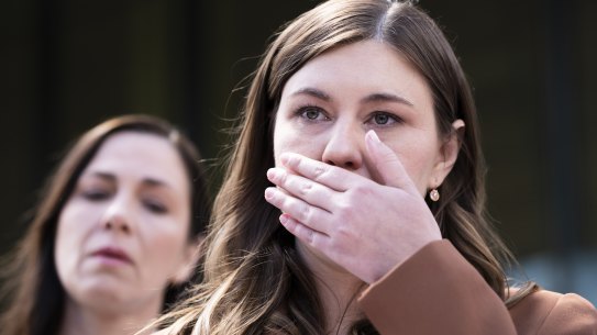 Brittany Higgins has released a statement after prosecutors dropped rape charges against former political staffer Bruce Lehrmann over fears for her mental health and safety.