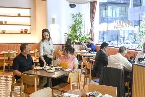 Barra has the bearing of a swank diner, making it a sunny option for lunch or dinner.