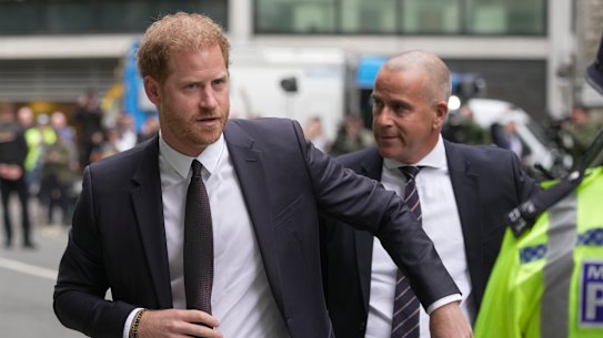 Prince Harry arrives at the High Court in London.