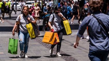Shoppers in Sydney’s CBD last week when COVID-19 restrictions were relaxed.