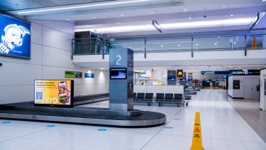 An empty Sydney Airport during lockdown this year. 