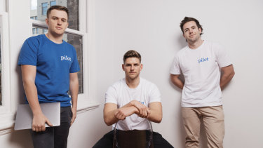 From left: Tim Doyle, Benny Kleist and Charlie Gearside, founders of mens' health startup Pilot. 