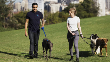 Next chapter: Tim Cahill pictured with Alicia Fuller, the GM of Greyhounds As Pets NSW for which the former Socceroos is now an ambassador.