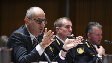 Secretary of the Department of Home Affairs Michael Pezzullo speaks during a Senate Inquiry in September.