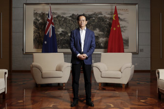 China's ambassador to Australia, Cheng Jingye, at his Canberra residence in April.