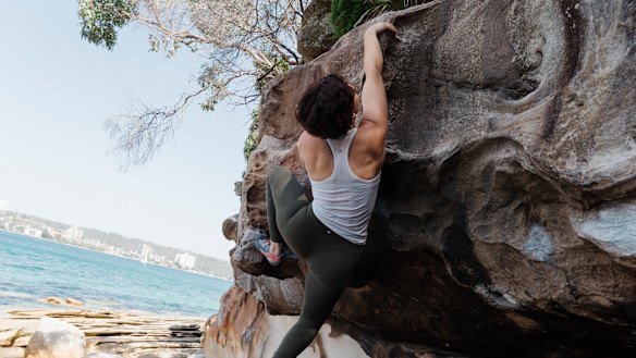 Waterfront views: Emma Horan climbs near Balgowlah Heights.