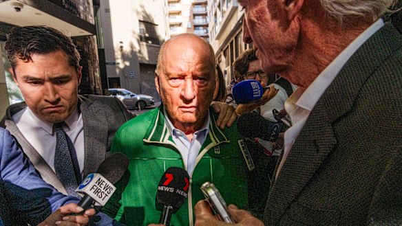 Alan Jones leaves Day Street Police Station after he was charged by police and granted bail.