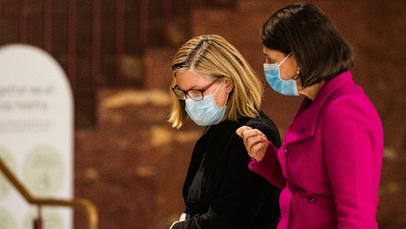 Chief Health Officer Kerry Chant and Premier Gladys Berejiklian on Friday.