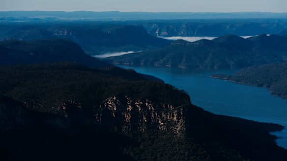 An aerial view of the Warragamba Dam catchment.