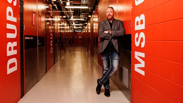 NextDC chief executive Craig Scroggie inside a Sydney data storage centre.