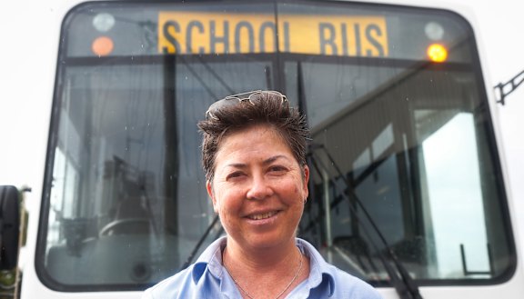 Menczer after the school bus run. 