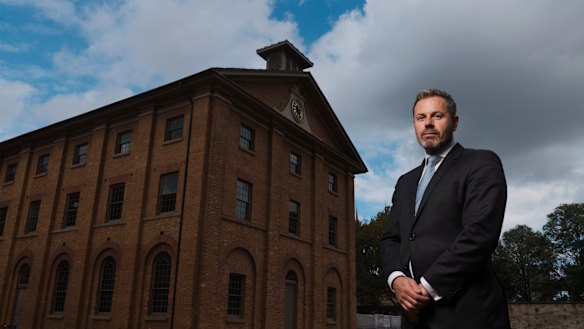 Mark Goggin, Sydney Living Museums executive director, outside the Hyde Park Barracks. New renovations will be funded by the sale of the air rights above the building to Sydney developers.  