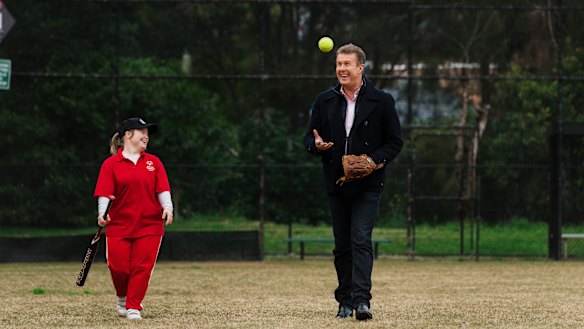 Nine presenter Peter Overton with Mel Eustace.