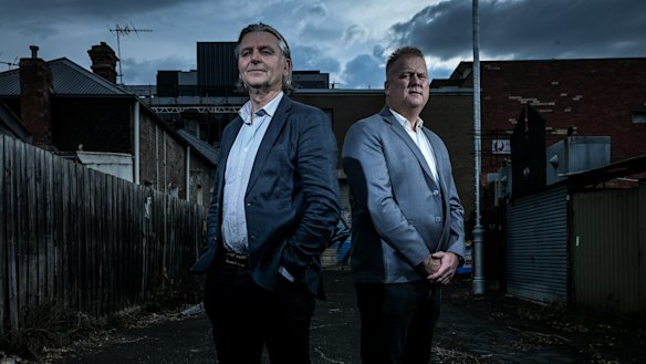 Former student Dean Paatsch and Detective Sergeant Nigel Freebairn. The cop and ex-student teamed up to bring a notorious child molester to justice.