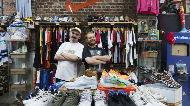 Oscar Ousback-King (left) and Alex Vellins find their vintage wares are popular among Millennials.