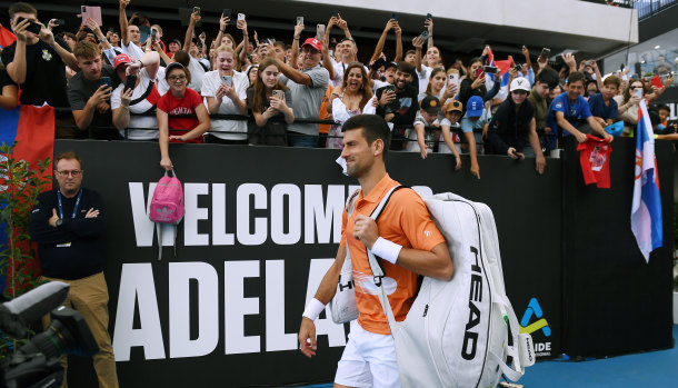 Novak Djokovic received a warm welcome again from Adelaide tennis fans.