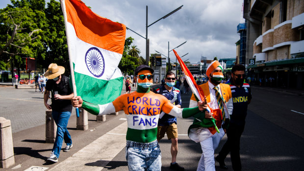 Indian fans arrive at the SCG on Thursday.