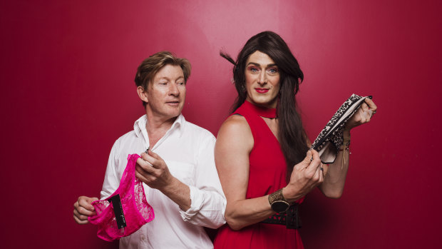 "Nothing Says I love you like a clean pair of undies": Actor David Wenham and Wayside Chapel visitor Eden McGuire show off some of the new underwear that has been donated as part of its Valentine's Day appeal.