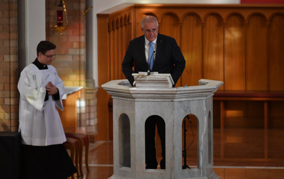 Scott Morrison attends a church service in Canberra in February to mark the start of Parliament for the year.