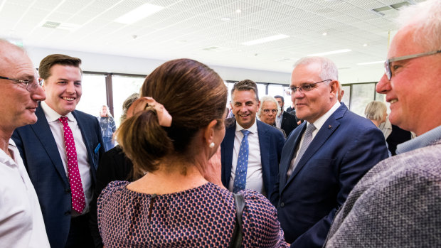 Paul Ell, second from left, with Andrew Constance and Scott Morrison during the 2022 election campaign.