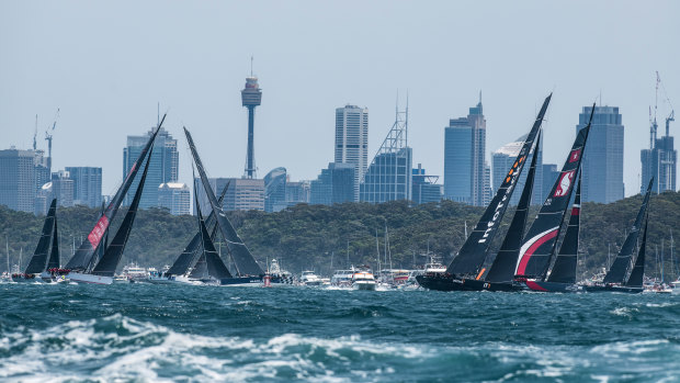 It was an incident-free start to the Sydney to Hobart, as InfoTrack won the race out of the heads. 