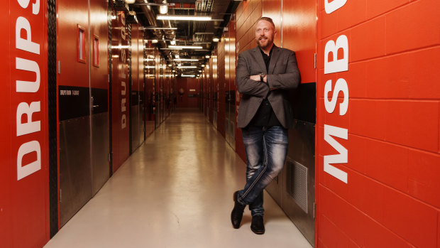 NextDC chief executive Craig Scroggie inside a Sydney data storage centre.