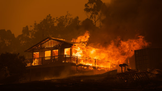 Michael Zeigler's father's house goes up in flames, like many houses in Mogo on New Year's Eve.