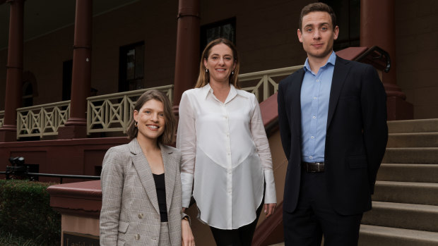 The Sydney Morning Herald’s state politics reporting team: Lucy Cormack, Alexandra Smith and Tom Rabe.