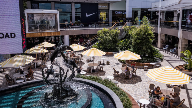 Westfield Warringah Mall was much busier on Thursday than earlier in the week and, despite stay-at-home orders, many people were seen sitting at cafes and shopping.