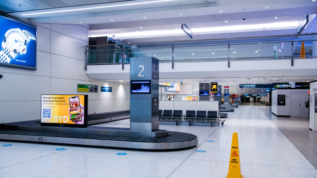 An empty Sydney Airport during lockdown this year. 