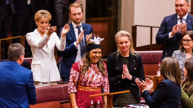 Liberal senator Jacinta Price shortly after delivering her maiden speech.