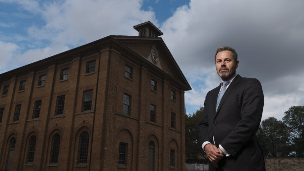 Mark Goggin, Sydney Living Museums executive director, outside the Hyde Park Barracks. New renovations will be funded by the sale of the air rights above the building to Sydney developers.  