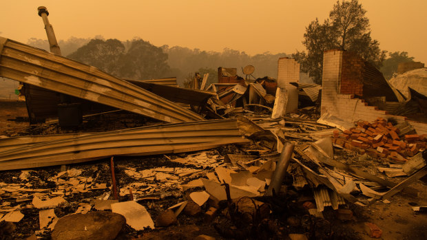 A property destroyed by bushfires at Cobargo on the NSW south coast.
