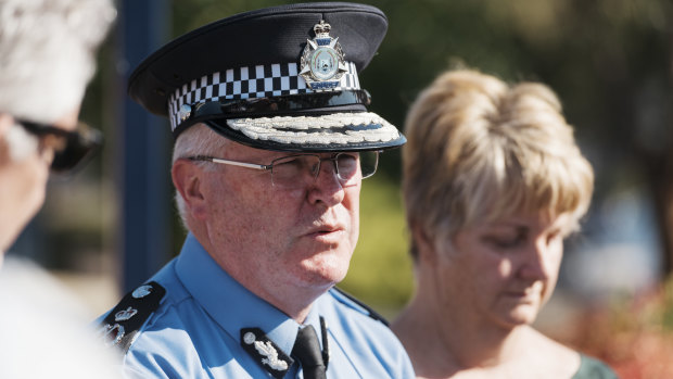 WA Police Commissioner Chris Dawson speaks at the press conference on the murder-suicide in Osmington last week. Mr Dawson revealed this week the investigation would likely take several months to complete.