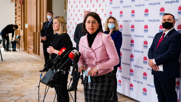 NSW Premier Gladys Berejiklian at a news conference on Wednesday in Sydney.
