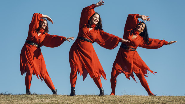 Kate Bush fans (from left) Belinda Burton, Tenzin Burton and Michelle Kitzler.