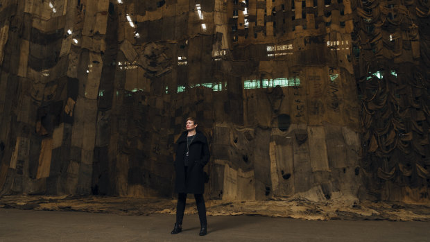 Barbara Moore in Cockatoo Island's Turbine Hall, venue for Ibrahim Mahama's work No Friends But The Mountains.