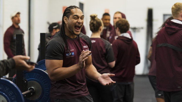 Happy place: Martin Taupau has re-signed with the Sea Eagles until the end of 2022.