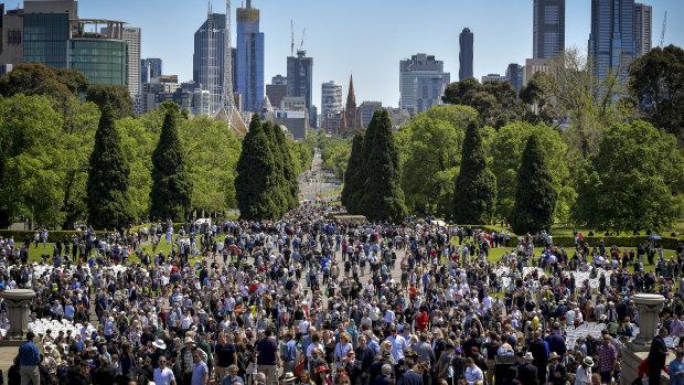 Remembrance Day Centenary service at the Shrine of Remembrance, Melbourne. 11 November 2018. 