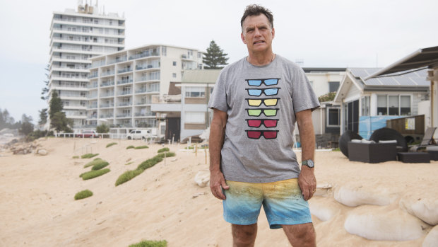 Collaroy resident Garry Silk standing on the site where a row of beachside properties recieved severe erosion during the June 2016 storm surges. 