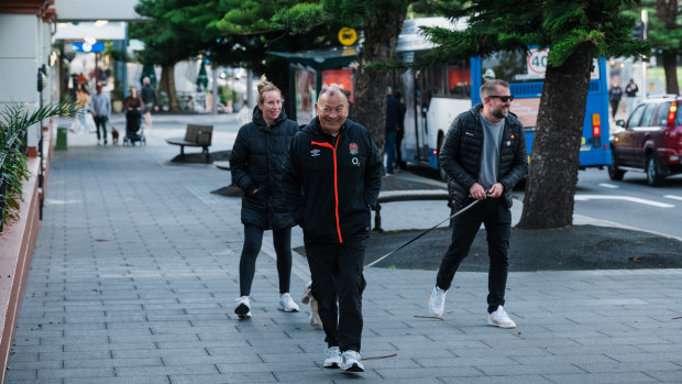 Eddie Jones walks the streets of Coogee.