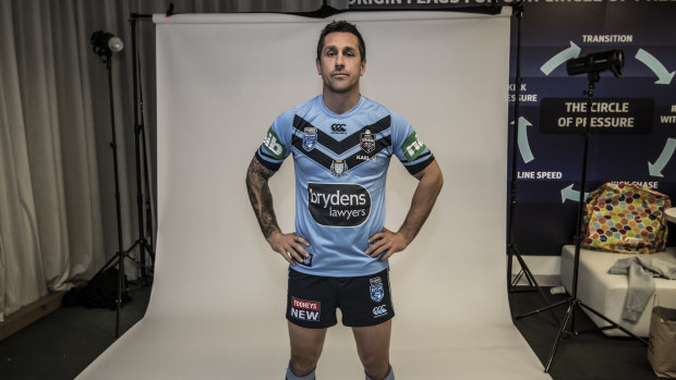 Front and centre: Pearce poses for an official photo after being rushed into the Blues' camp.