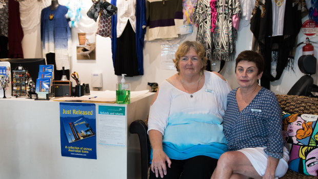 Beach De Mer owner Marion Richards and manager Georgie Ross. Since borders reopened in July, the beachwear shop has done well, with locals supporting her Kirra store.