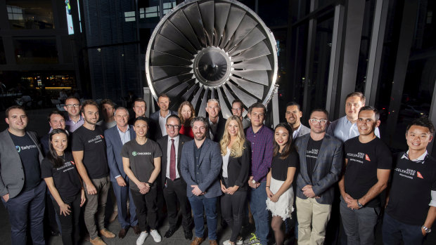 Qantas CEO Alan Joyce with last year's Avro Accelerator participants before the progam was axed. 