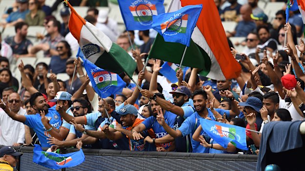 Passionate Indian fans at the Melbourne Cricket Ground in 2018. The growing crowds when India plays Australia reflect Melbourne’s increasingly Indian ethnic mix.