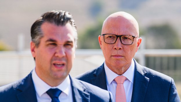Michael Sukkar and Peter Dutton during the campaign.