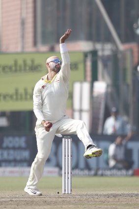 Nathan Lyon in action. 