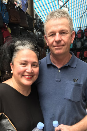 Melbourne couple Jan and Jason Frede were among the few tourists at Mong Kok market.