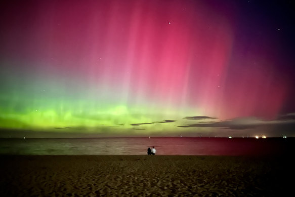 A view of the aurora australis from Sandringham beach, Melbourne, this year.