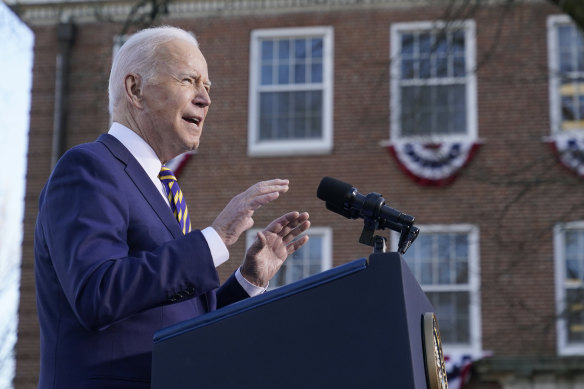 US President Joe Biden, in Atlanta on Tuesday, supports changing the Senate filibuster rules that have stalled voting rights legislation.